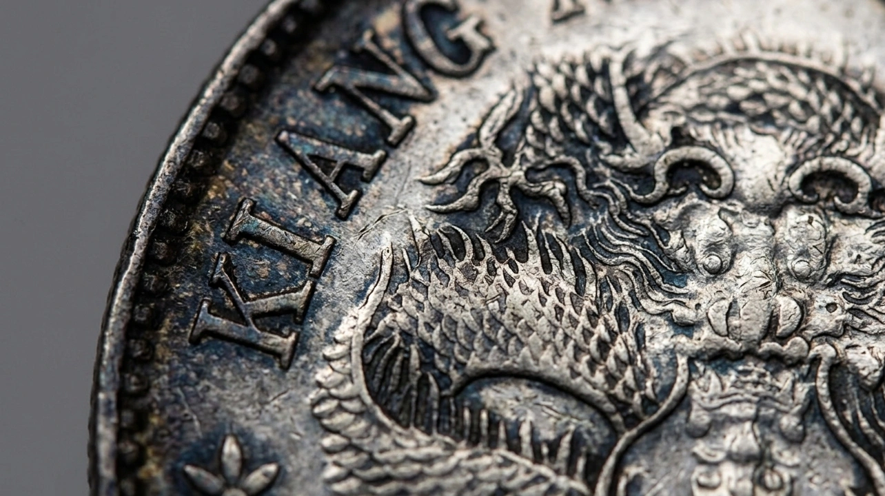 Extreme macro of Chinese coin surface texture